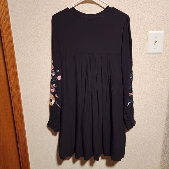 Free People- Black Mia Gauze Embroidered Mini Dress, Size XS - Picture 9 of 11